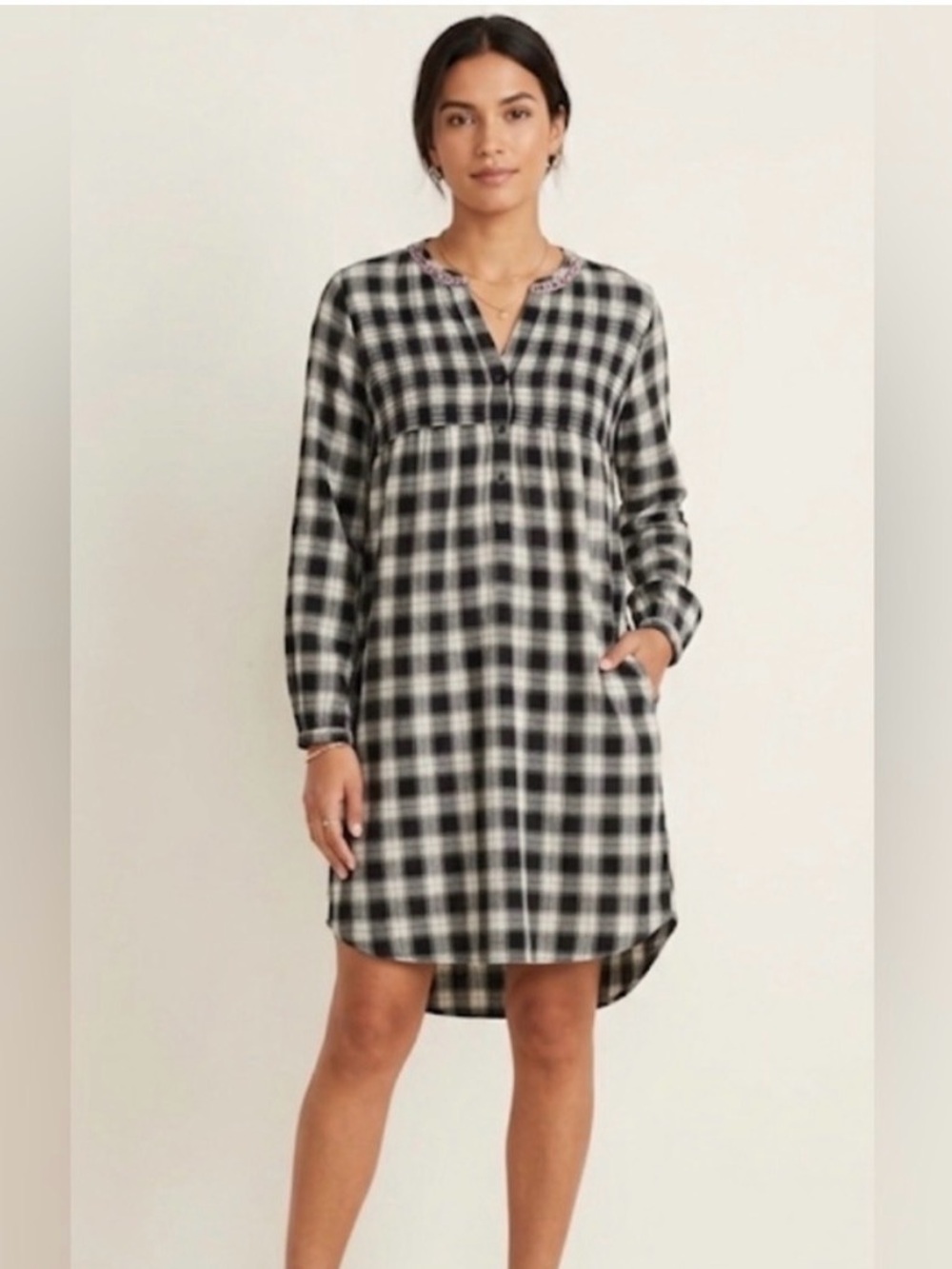 Knox Rose Black & White Plaid Tunic Dress Medium